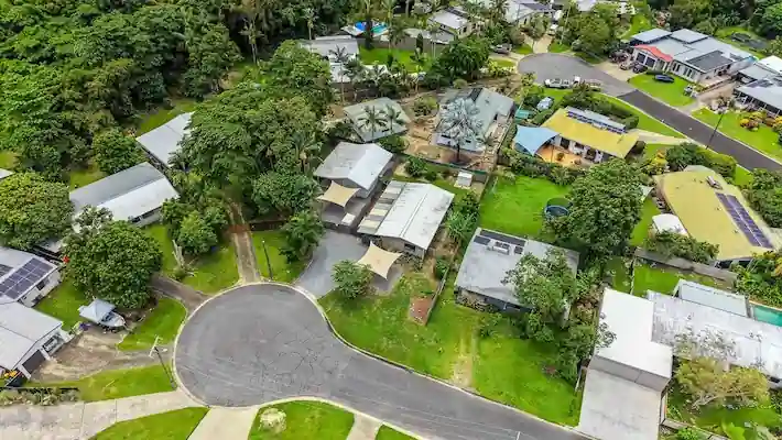 After real estate drone photo editing with an enhanced aerial property image optimized for real estate marketing.