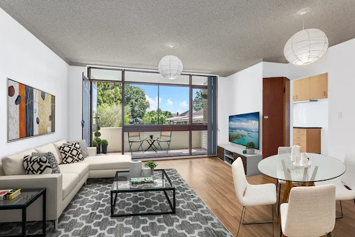 Scandinavian virtual staging in empty living room