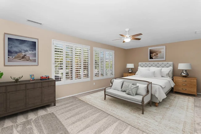 skilled-editing-professionals-opt-web Elegant virtual staging of a master bedroom, helping potential buyers visualize their future home.